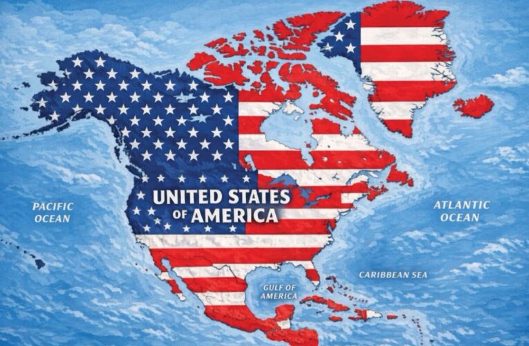 Trump comparte un mapa con la bandera estadounidense sobre México y Canadá